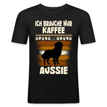 Aussie australian sheperd - Männer Slim Fit T-Shirt - Schwarz - Vorne - Nik (191cm)