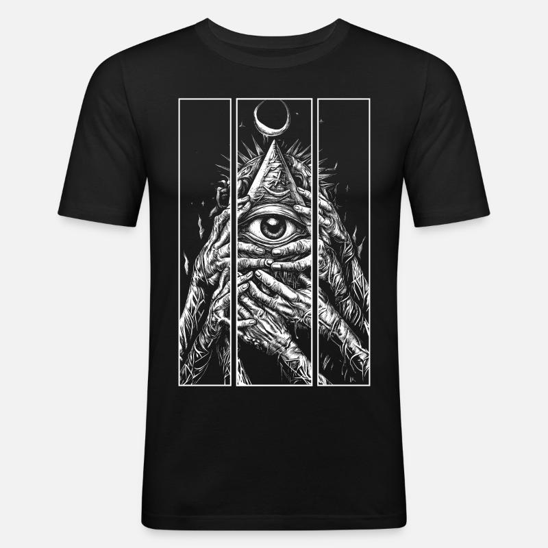 Œil pyramidal style punk - T-shirt près du corps Homme - noir