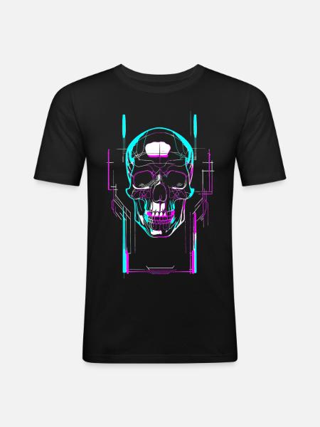 Futuristic skull - Men's Slim Fit T-Shirt - black