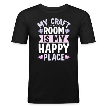 My craft room is my happy place - Diamond Painting - Men's Slim Fit T-Shirt - black - Front - Nik (191cm)