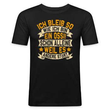 Ostdeutschland Ossi Osten Motiv - Männer Slim Fit T-Shirt - Schwarz - Vorne - Nik (191cm)
