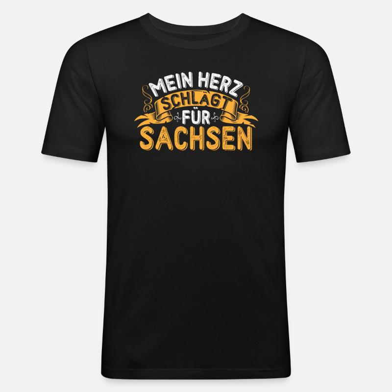Sachsen Geschenk mit Sachsen Spruch - Männer Slim Fit T-Shirt - Schwarz