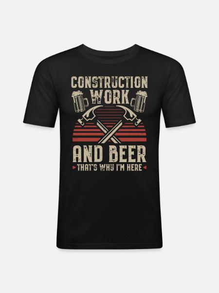 Bauarbeiter - Männer Slim Fit T-Shirt - Schwarz