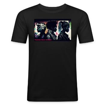 Cyberpunk Trio - T-shirt près du corps Homme - noir - Devant - Nik (191cm)