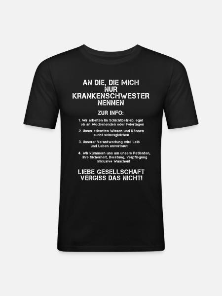 Krankenschwester INFO - Männer Slim Fit T-Shirt - Schwarz