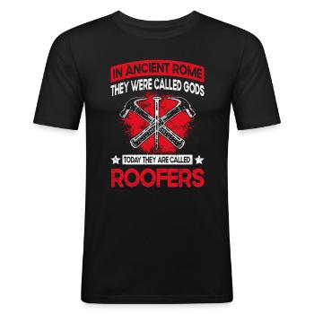 Dachdecker-Spruch - Dachdecker & Dachdecker - Männer Slim Fit T-Shirt - Schwarz - Vorne - Nik (191cm)