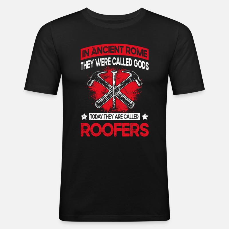 Dachdecker-Spruch - Dachdecker & Dachdecker - Männer Slim Fit T-Shirt - Schwarz