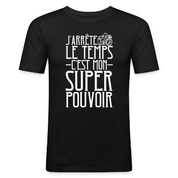Photographe Super Pouvoir Citation - T-shirt près du corps Homme - noir - Devant - Nik (191cm)