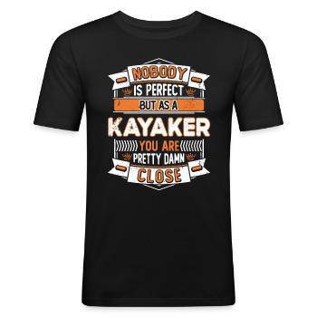 Fun Kayker & Paddle & Kayak - Men's Slim Fit T-Shirt - black - Front - Nik (191cm)
