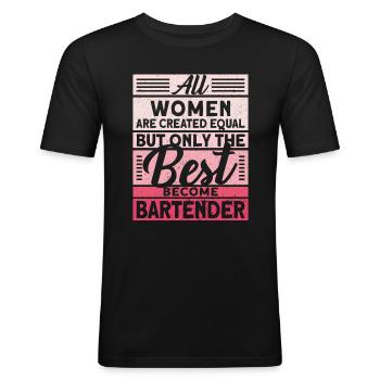 Retro-Mixologe & Barkeeper & Barkeeper - Männer Slim Fit T-Shirt - Schwarz - Vorne - Nik (191cm)