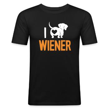 Cute Dachshund Mom - Men's Slim Fit T-Shirt - black - Front - Nik (191cm)