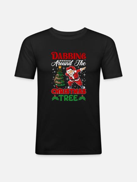 Dabbing around the christmas tree - Men's Slim Fit T-Shirt - black