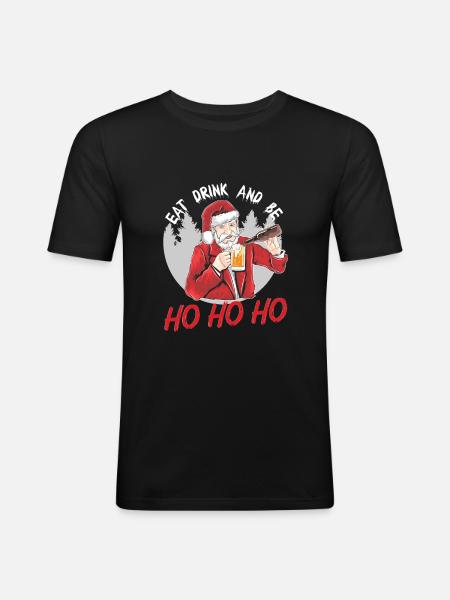 hohoho Eat and Drink Santa - Men's Slim Fit T-Shirt - black