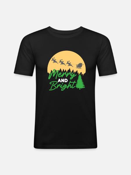 Merry And Bright Christmas - Men's Slim Fit T-Shirt - black