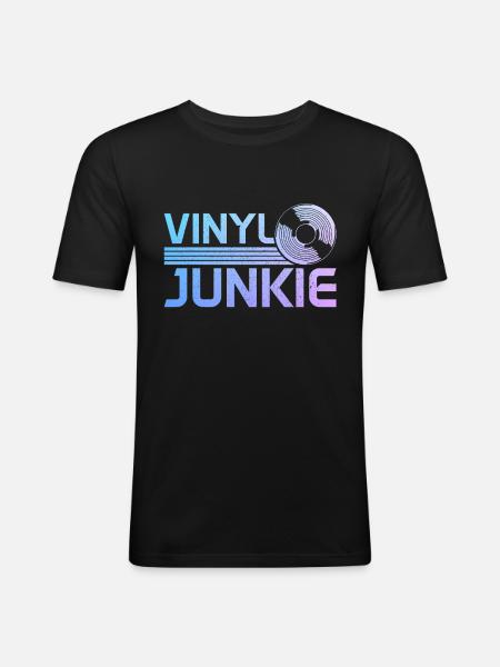 Disque vinyle collection DJ cadeau - T-shirt près du corps Homme - noir