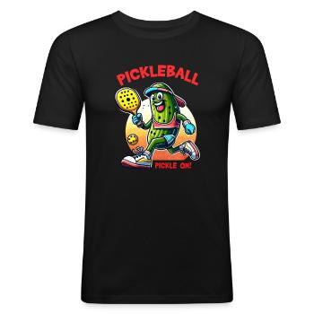 Chemise de pickleball drôle - T-shirt près du corps Homme - noir - Devant - Nik (191cm)