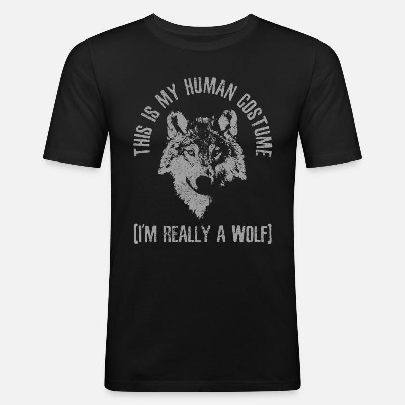 Wolf Kostüm Geschenk - Männer Slim Fit T-Shirt - Schwarz