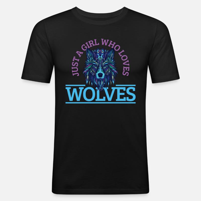 Wolf Geschenk - Männer Slim Fit T-Shirt - Schwarz
