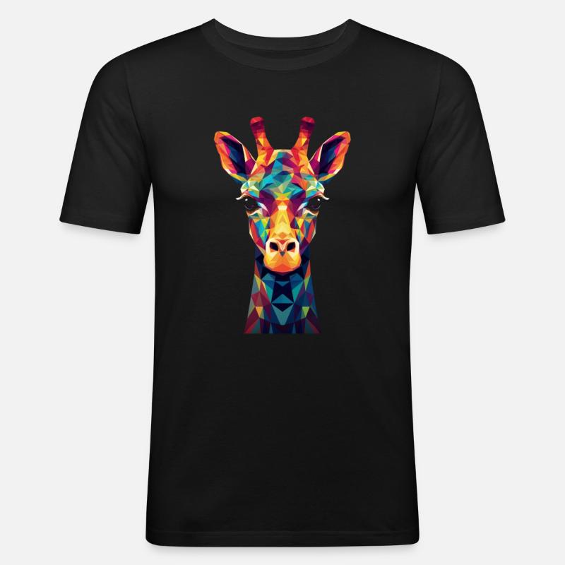 Giraffe Polygon Tier Geschenk - Männer Slim Fit T-Shirt - Schwarz
