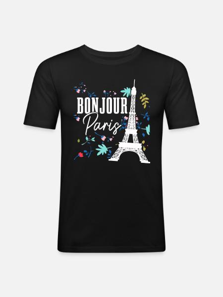 Paris France Eiffel Tower Souvenir - Men's Slim Fit T-Shirt - black