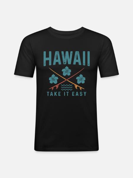 Hawaii Aloha Surfer Souvenir - Men's Slim Fit T-Shirt - black