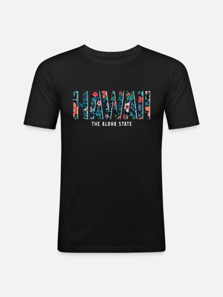 Hawaii Aloha Hawaiian Souvenir - Men's Slim Fit T-Shirt - black