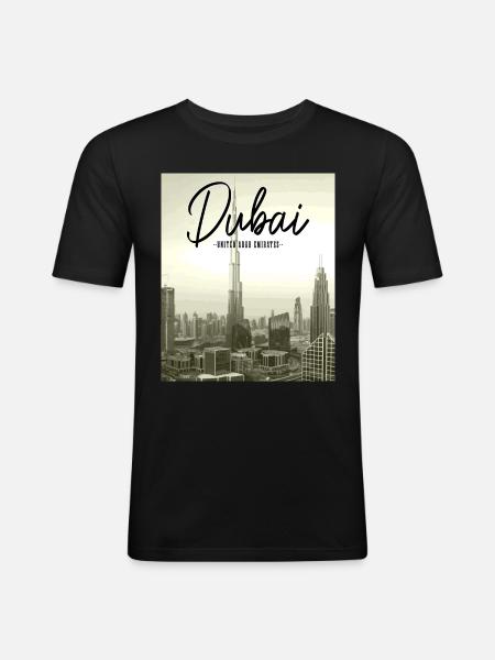 Dubai Skyline UAE Souvenir - Men's Slim Fit T-Shirt - black