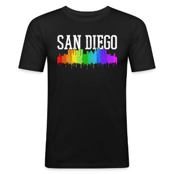 San Diego Kalifornien Vintage Souvenir - Männer Slim Fit T-Shirt - Schwarz - Vorne - Nik (191cm)