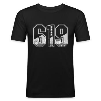San Diego Kalifornien Vintage Souvenir - Männer Slim Fit T-Shirt - Schwarz - Vorne - Nik (191cm)