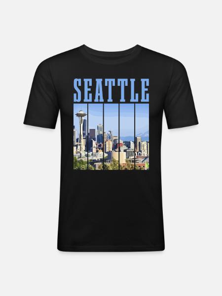 Seattle Washington Souvenir Gift - Men's Slim Fit T-Shirt - black