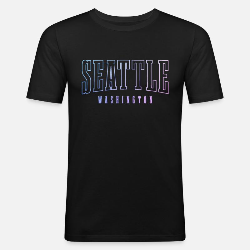 Seattle Washington Souvenir Geschenk - Männer Slim Fit T-Shirt - Schwarz