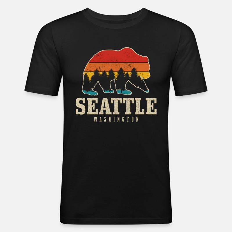 Seattle Washington Souvenir Geschenk - Männer Slim Fit T-Shirt - Schwarz