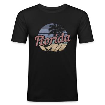 Florida Surfer Souvenir USA Amerika - Männer Slim Fit T-Shirt - Schwarz - Vorne - Nik (191cm)