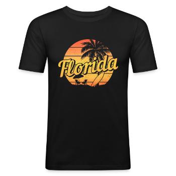 Florida Souvenir USA America - Men's Slim Fit T-Shirt - black - Front - Nik (191cm)