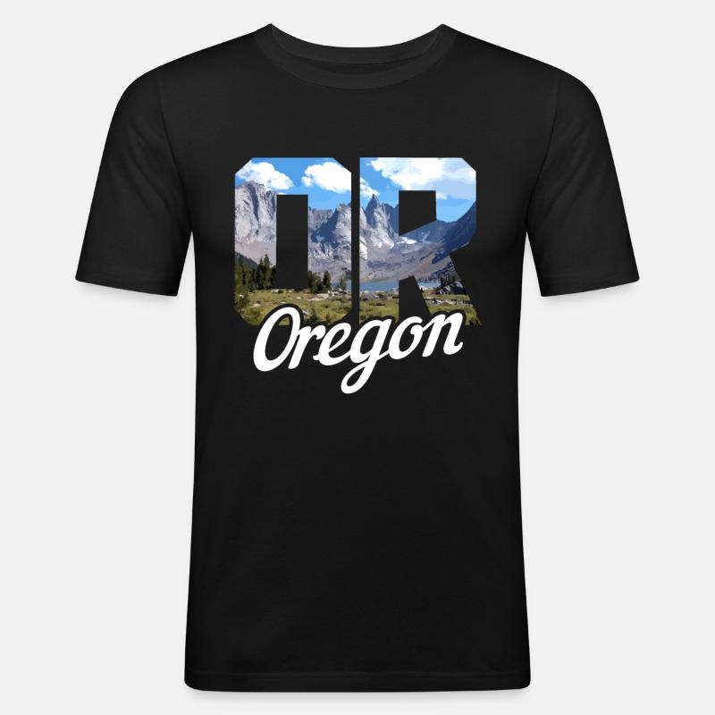 Oregon - Männer Slim Fit T-Shirt - Schwarz