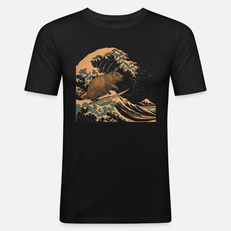 Capybara Lustiges Geschenk - Männer Slim Fit T-Shirt - Schwarz