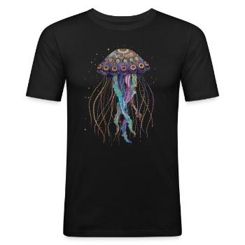 Cadeau de méduse - T-shirt près du corps Homme - noir - Devant - Nik (191cm)