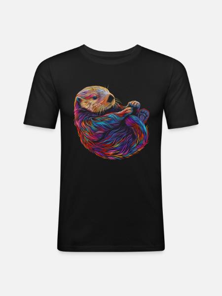 Otter Lustig Geschenk - Männer Slim Fit T-Shirt - Schwarz