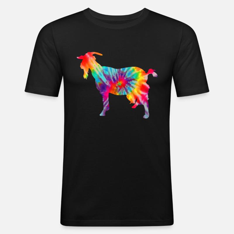 Ziege Tie Dye Geschenk - Männer Slim Fit T-Shirt - Schwarz