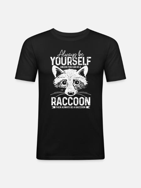 Raccoon Funny Gift - Men's Slim Fit T-Shirt - black