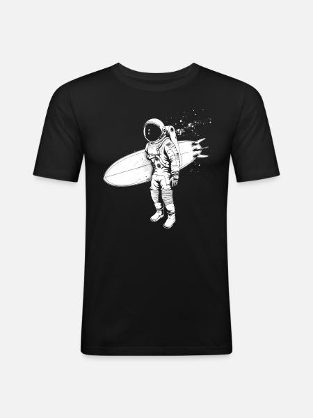 Surfing Astronaut Surfer Gift - Men's Slim Fit T-Shirt - black