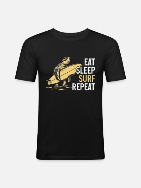 Turtle Surfing Surfer Gift - Men's Slim Fit T-Shirt - black