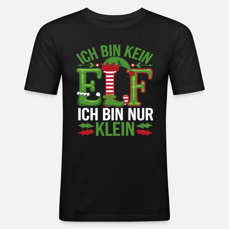 Ich bin kein Elf - Männer Slim Fit T-Shirt - Schwarz