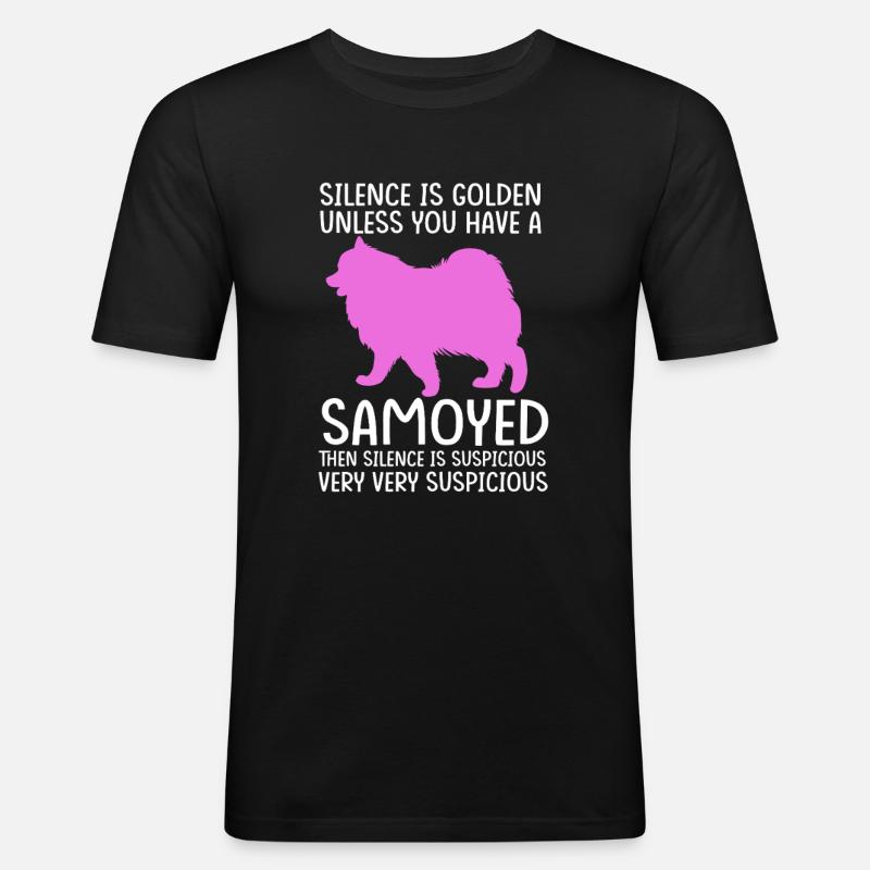 Samojede Hund Samoyed - Männer Slim Fit T-Shirt - Schwarz
