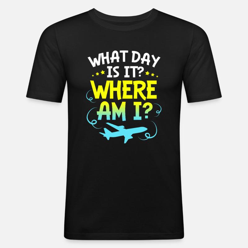 Flugbegleiter Stewardess - Männer Slim Fit T-Shirt - Schwarz