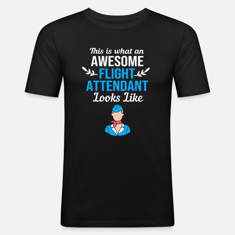 Flugbegleiter Stewardess - Männer Slim Fit T-Shirt - Schwarz