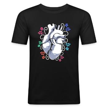 Nierenspender Spender Niere - Männer Slim Fit T-Shirt - Schwarz - Vorne - Nik (191cm)
