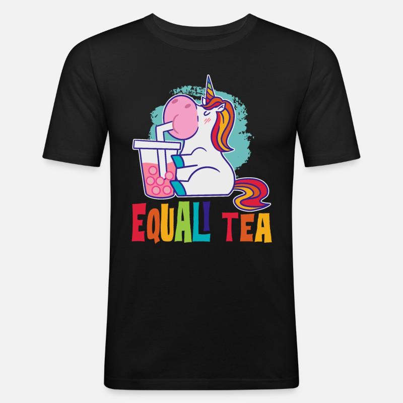 Equali Tea Boba Geschenk - Männer Slim Fit T-Shirt - Schwarz