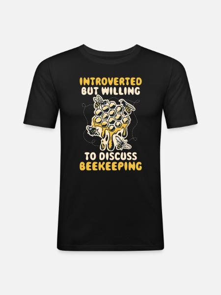 Introverted Beekeeping Introverted Gift - Men's Slim Fit T-Shirt - black