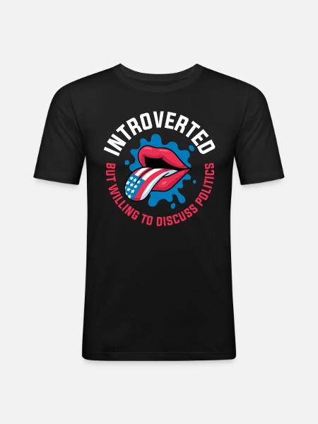 Introverted Politics Introverted Gift - Men's Slim Fit T-Shirt - black
